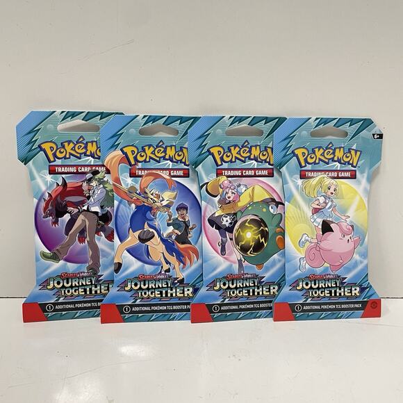 New 4 Booster Packs Pokemon TCG Scarlet & Violet: Journey Together Sleeved - Picture 1 of 2